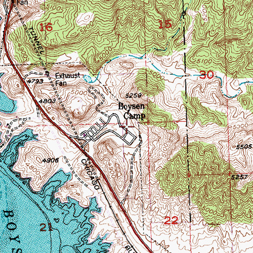 Topographic Map of Boysen Camp, WY