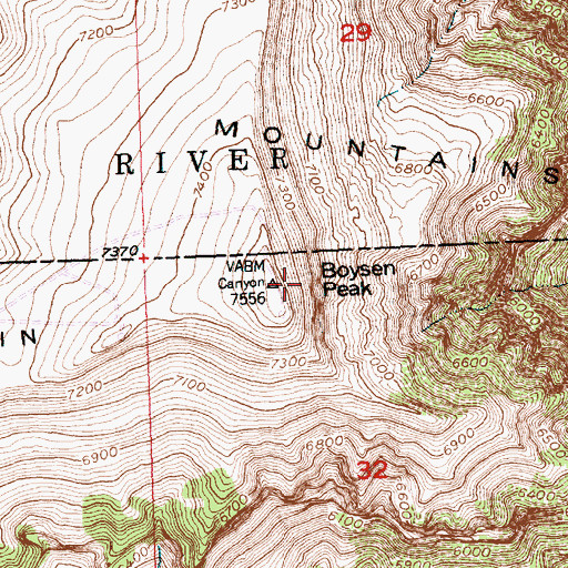 Topographic Map of Boysen Peak, WY