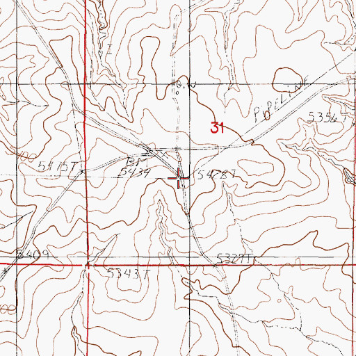 Topographic Map of Bozeman Trail Monument, WY