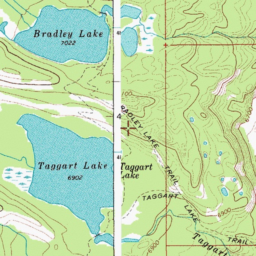 Topographic Map of Bradley Lake Trail, WY