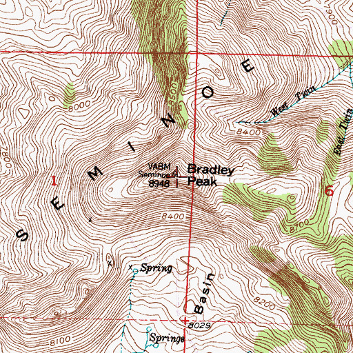 Topographic Map of Bradley Peak, WY