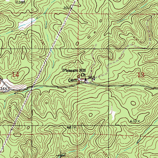 Topographic Map of Pleasant Hill Cemetery, AL
