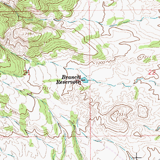 Topographic Map of Branch Reservoir, WY