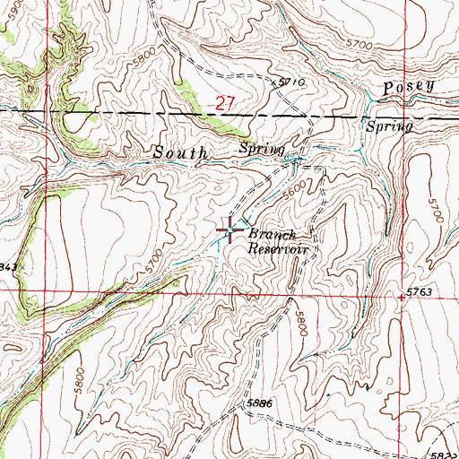 Topographic Map of Branch Reservoir, WY