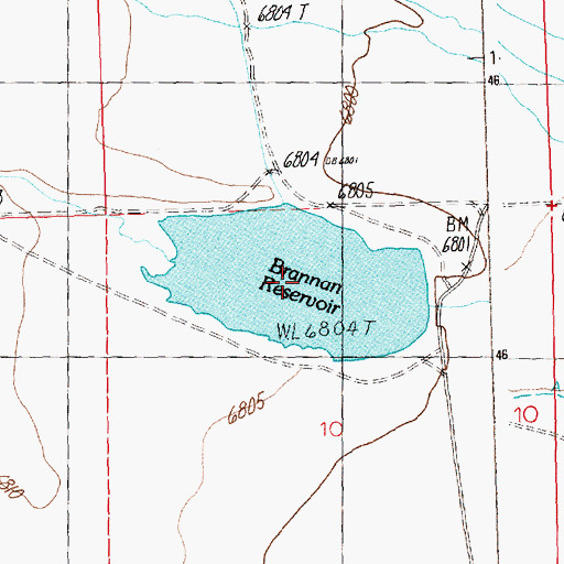 Topographic Map of Brannan Reservoir, WY