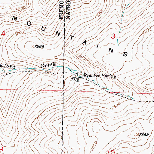 Topographic Map of Brasket Spring, WY