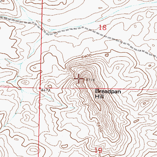 Topographic Map of Breadpan Hill, WY