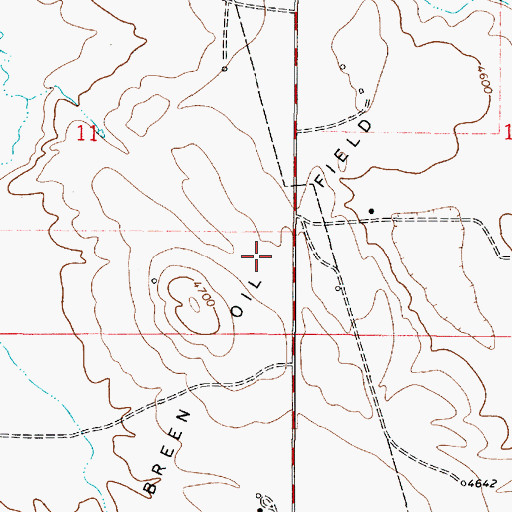 Topographic Map of Breen Oil Field, WY