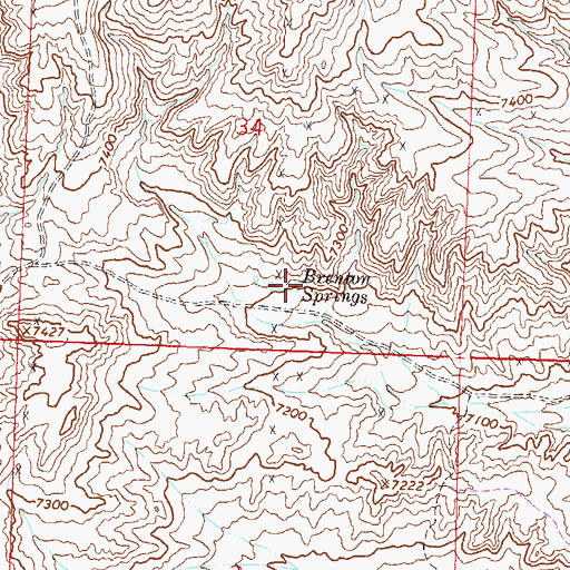 Topographic Map of Brenton Springs, WY