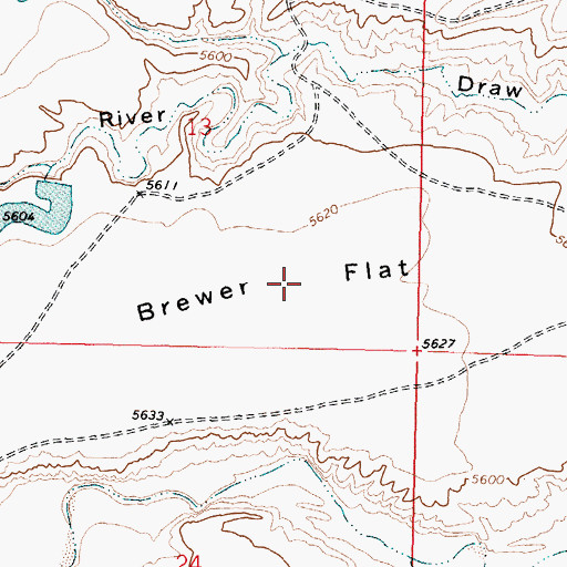 Topographic Map of Brewer Flat, WY