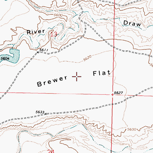 Topographic Map of Brewer Flat, WY