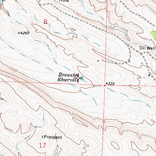 Topographic Map of Brewster Reservoir, WY