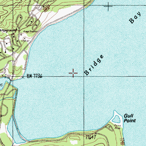 Topographic Map of Bridge Bay, WY
