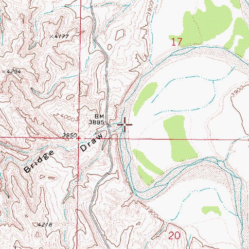 Topographic Map of Bridge Draw, WY