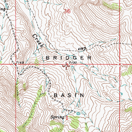 Topographic Map of Bridger Basin, WY