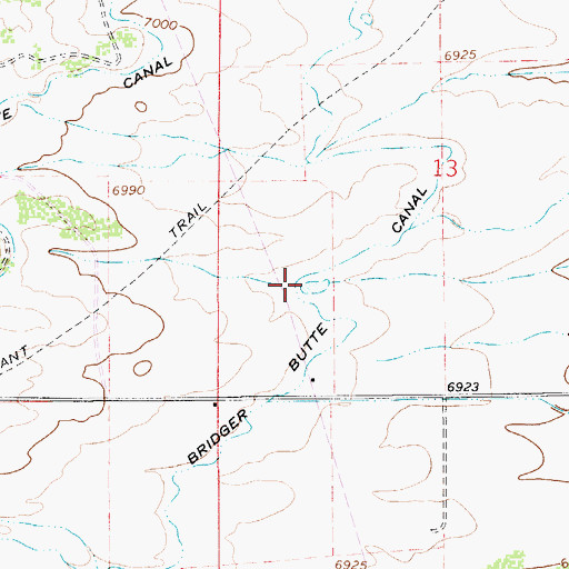 Topographic Map of Bridger Butte Canal, WY