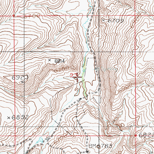 Topographic Map of Bridger Fork, WY