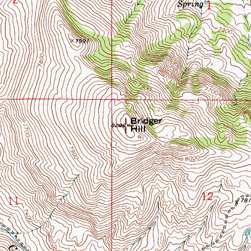 Topographic Map of Bridger Hill, WY
