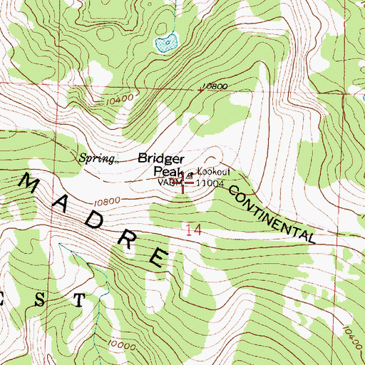 Topographic Map of Bridger Peak, WY