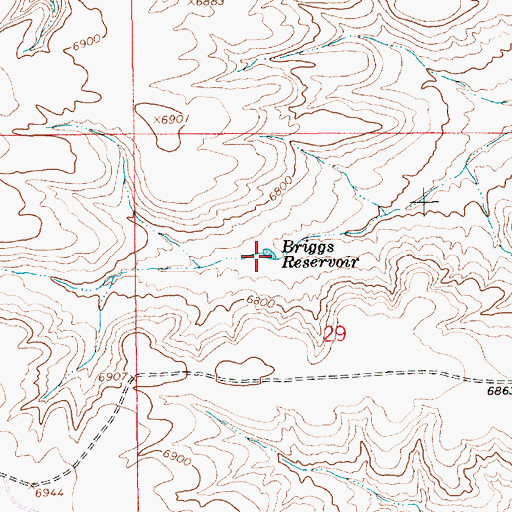 Topographic Map of Briggs Reservoir, WY