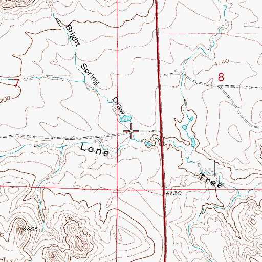 Topographic Map of Bright Spring Draw, WY