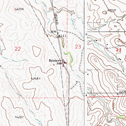 Topographic Map of Brislawn School, WY