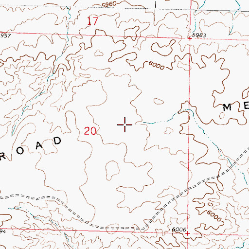 Topographic Map of Broad Mesa, WY
