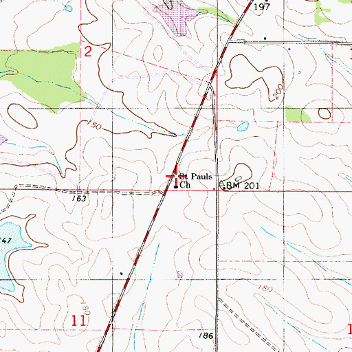 Topographic Map of Saint Pauls Cemetery, AL