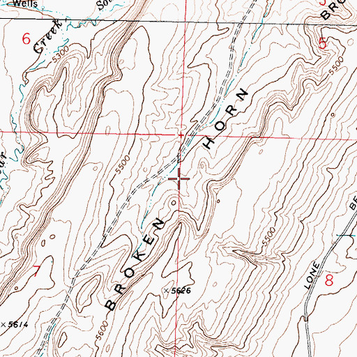 Topographic Map of Broken Horn, WY