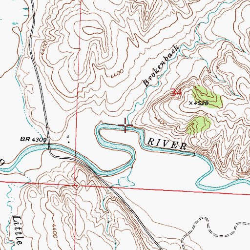 Topographic Map of Brokenback Creek, WY