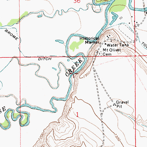 Topographic Map of Brome Ditch, WY