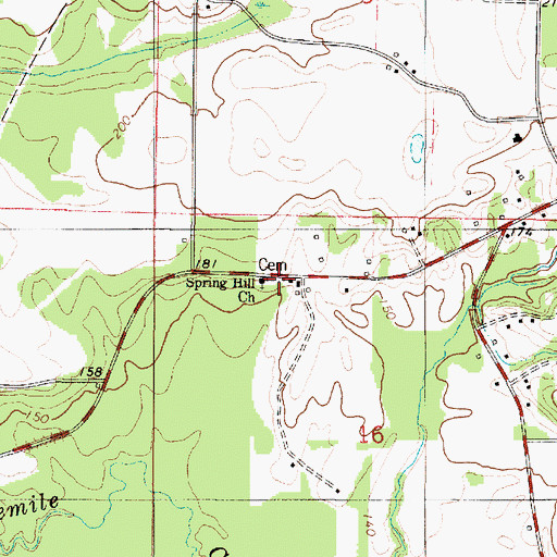 Topographic Map of Springhill Cemetery, AL