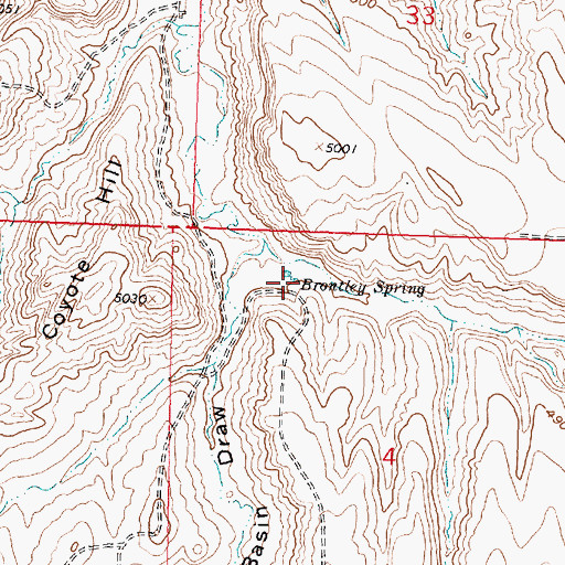 Topographic Map of Brontley Spring, WY