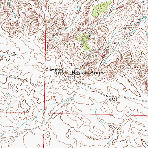 Topographic Map of Brooks Knob, WY