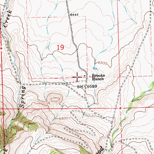 Topographic Map of Brooks Ranch, WY
