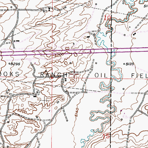 Topographic Map of Brooks Ranch Oil Field, WY