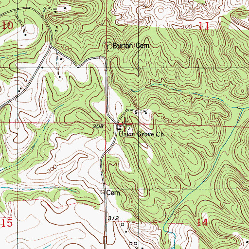 Topographic Map of Union Grove Cemetery, AL