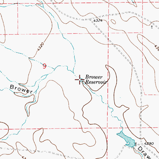 Topographic Map of Brower Reservoir, WY