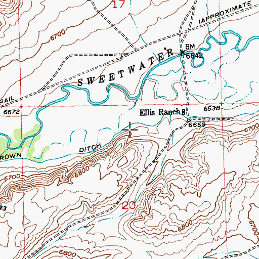 Topographic Map of Brown Ditch, WY