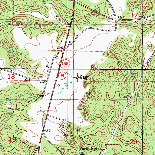 Topographic Map of Whitsitt-Perry Cemetery, AL