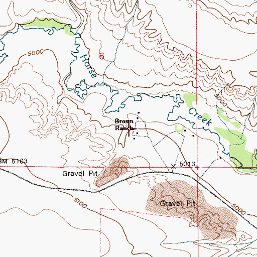 Topographic Map of Brown Ranch, WY