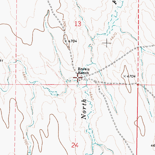 Topographic Map of Brown Ranch, WY