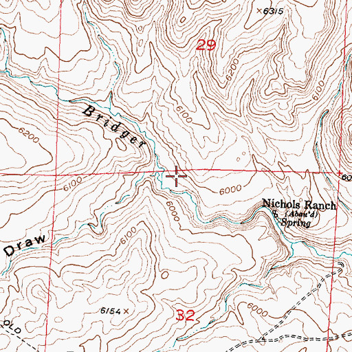 Topographic Map of Brown Spring Draw, WY