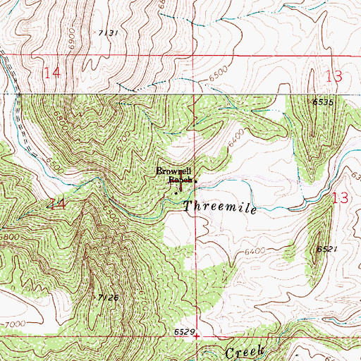 Topographic Map of Brownell Ranch, WY
