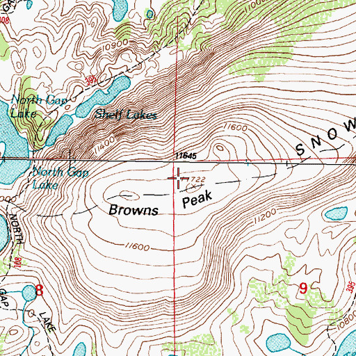 Topographic Map of Browns Peak, WY