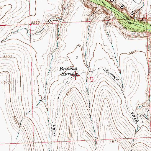 Topographic Map of Browns Spring, WY