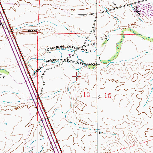 Topographic Map of Brunyansky Draw, WY
