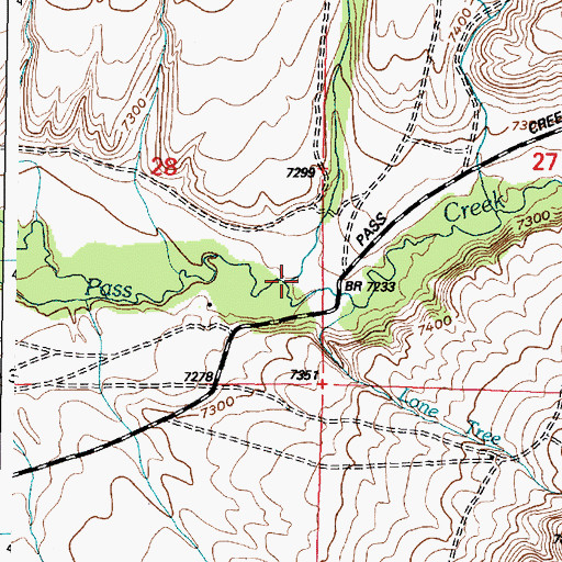 Topographic Map of Brush Creek, WY
