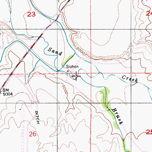 Topographic Map of Brush Creek, WY