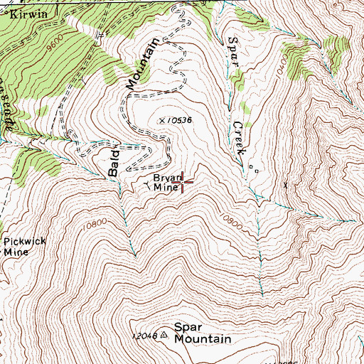 Topographic Map of Bryan Mine, WY